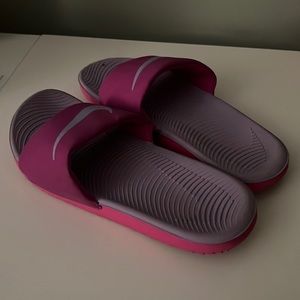 Pink and Purple Nike Youth Slides